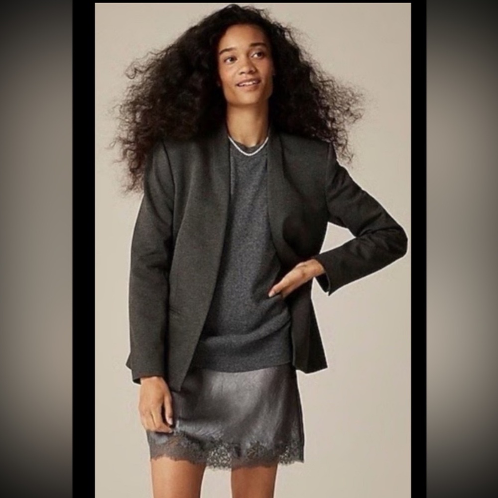 J CREW Going Out Blazer Gray Open Front Career NWOT Lined Sz 8